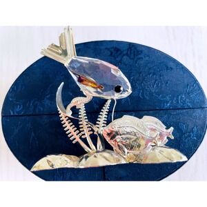 Rare Swarovski Crystal Sterling Silver 925 and Faceted Crystal Fish Cert & Case